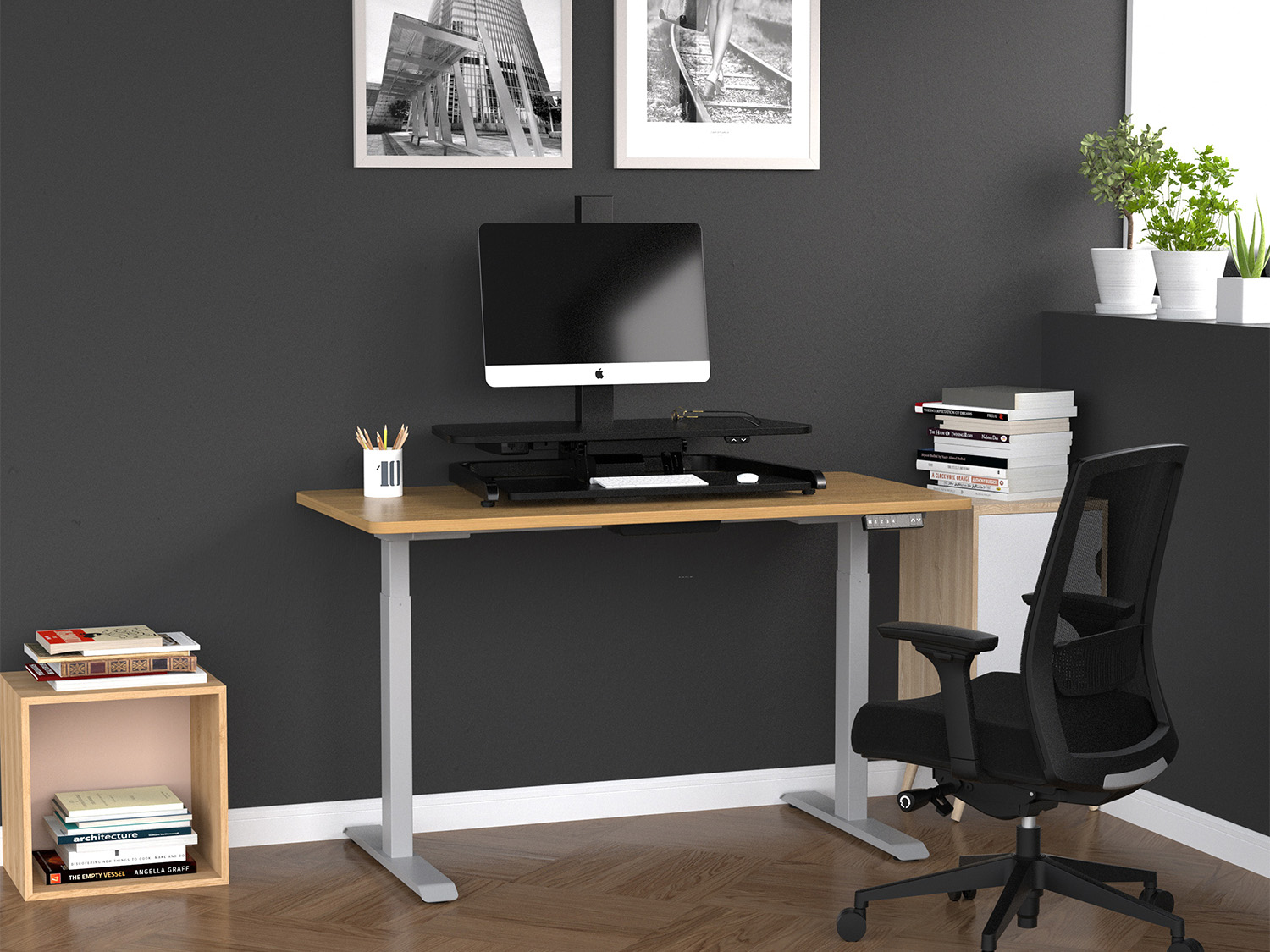 Electric Desk Converter with Monitor Mount