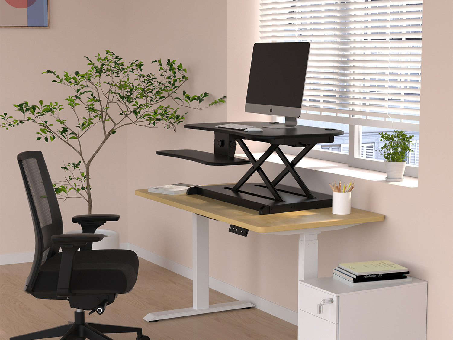 Electric Desk Converter with Monitor Mount
