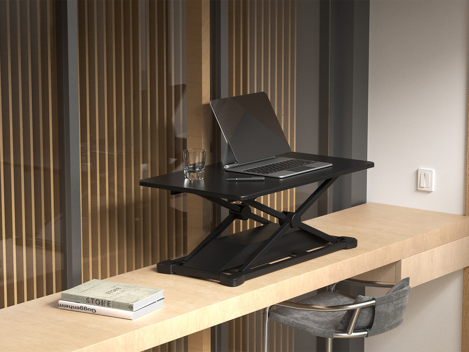 Electric Desk Converter with Monitor Mount